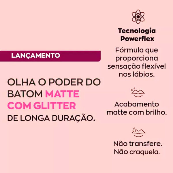 Batom Power Stay Brilho - Malva Luminoso 7ml. - Imagem 2