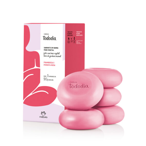 Sabonete em Barra Puro Vegetal Tododia Framboesa e Pimenta Rosa 5X90g