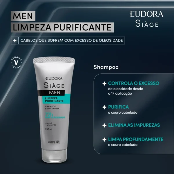 Shampoo Siàge Men Limpeza Purificante 250ml - Imagem 2