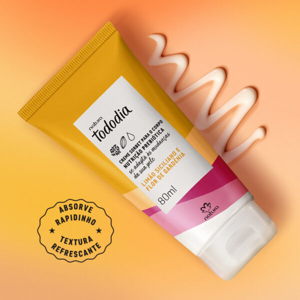 Mini Hidratante Sorbet Tododia Limão Siciliano e Flor de Gardênia 80 ml