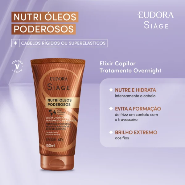 Elixir Capilar Tratamento Overnight Siàge Nutri Óleos Poderosos 150ml - Imagem 2