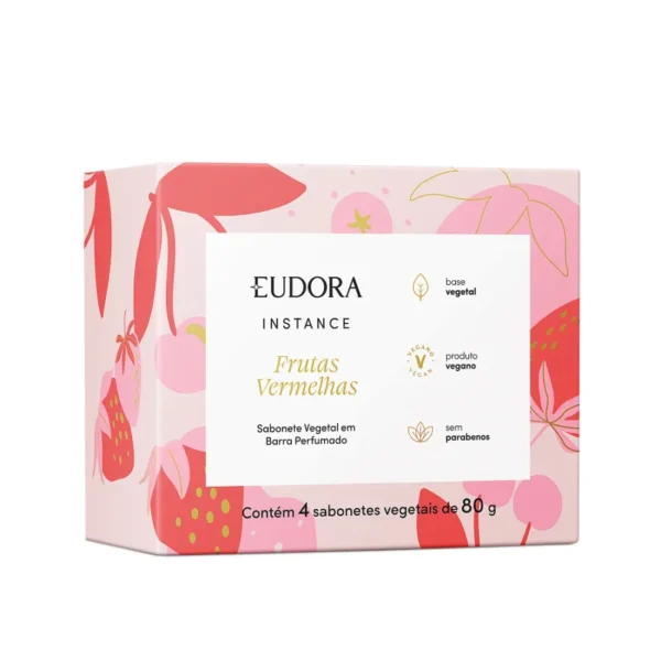 Sabonete Vegetal em Barra Perfumado Instance Frutas Vermelhas 4x80g