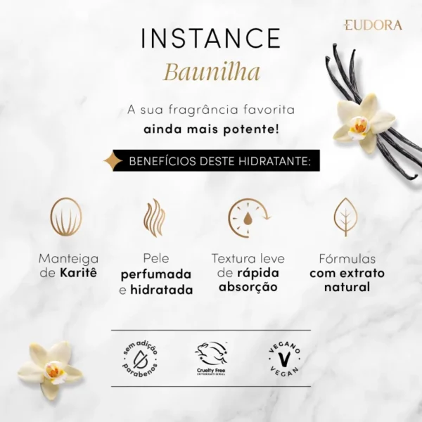 Creme Hidratante Desodorante Corporal Instance Baunilha 180ml - Imagem 3