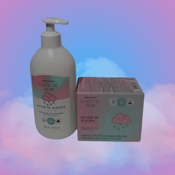Combo Cuide-se Bem Nuvem de Alegria: Loção Corporal 400ml + Sabonetes em Barra 4x80g