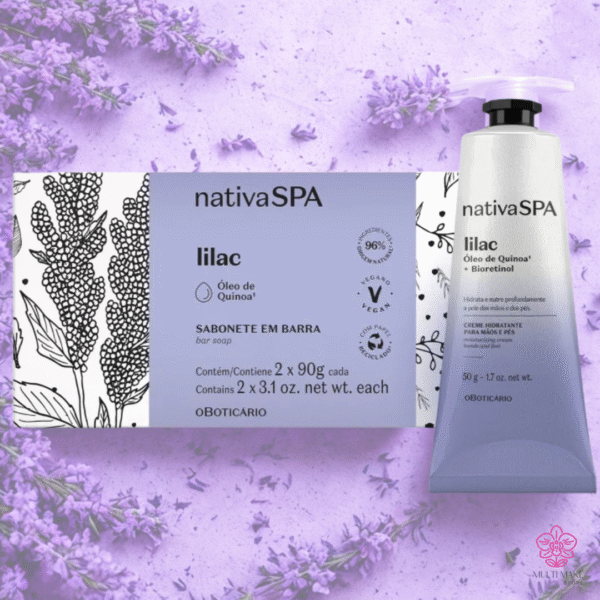 Combo Nativa Spa Lilac: Sabonete Em Barra 2x90g + Creme Para Mãos e Pés 50g