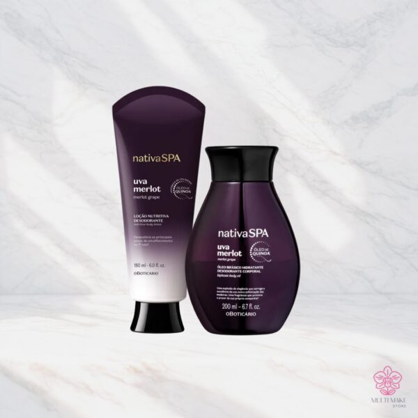Kit Uva Merlot Óleo Bifásico Hidratante Desodorante Corporal + Loção Nutritiva Desodorante Nativa Spa Uva Merlot