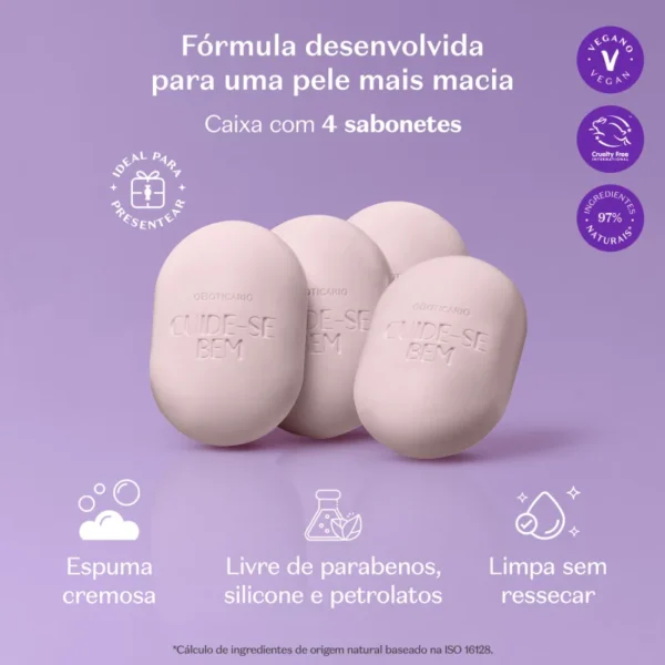 Sabonetes Cuide-se Bem Rosa e Algodão 4x80g Cada - Imagem 2