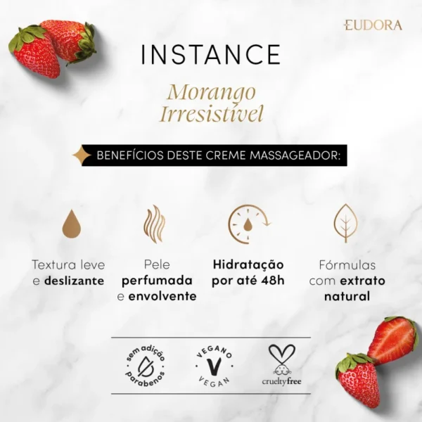Creme de Massagem Instance Morango Irresistível 180ml - Imagem 2